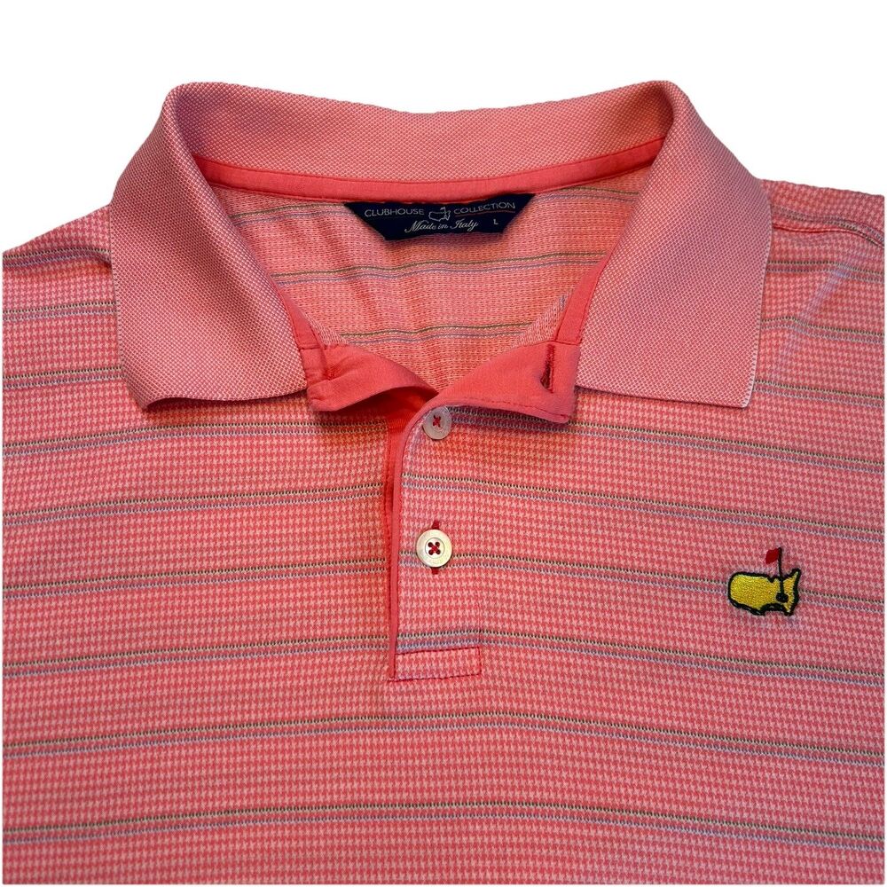 MASTERS Collection Women’s Pink Stripe Polo Shirt Sz Large Made in Italy